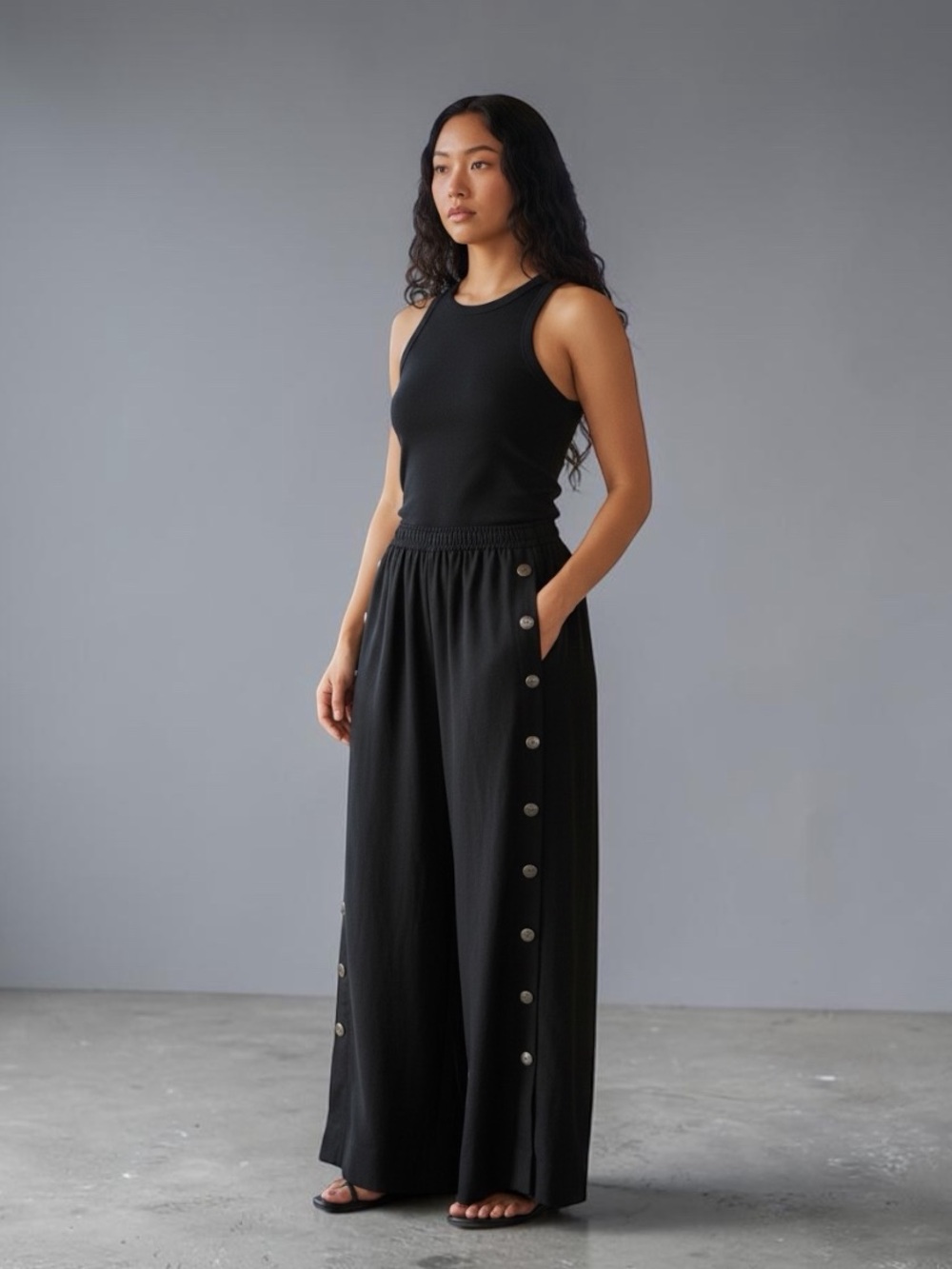 NWOT Fridaze Linen Redefined Black Ankle Pant Size S